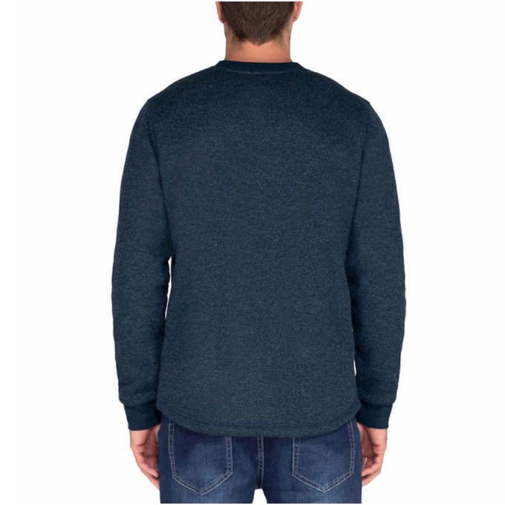 BC Clothing Men Fleece Lined Crew Sweatshirt ~ BLUE - Picture 2 of 4